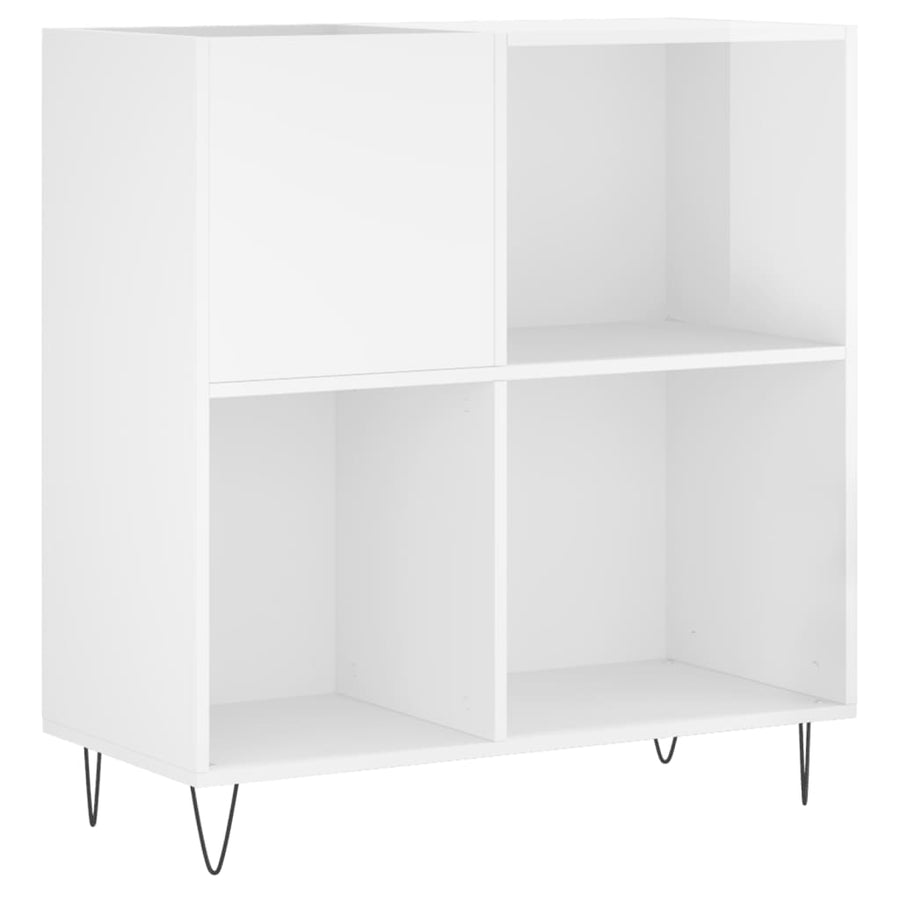 Platenkast 84,5X38X89 Cm Bewerkt Hout Hoogglans Wit