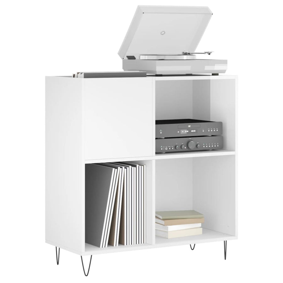 Platenkast 84,5X38X89 Cm Bewerkt Hout Hoogglans Wit
