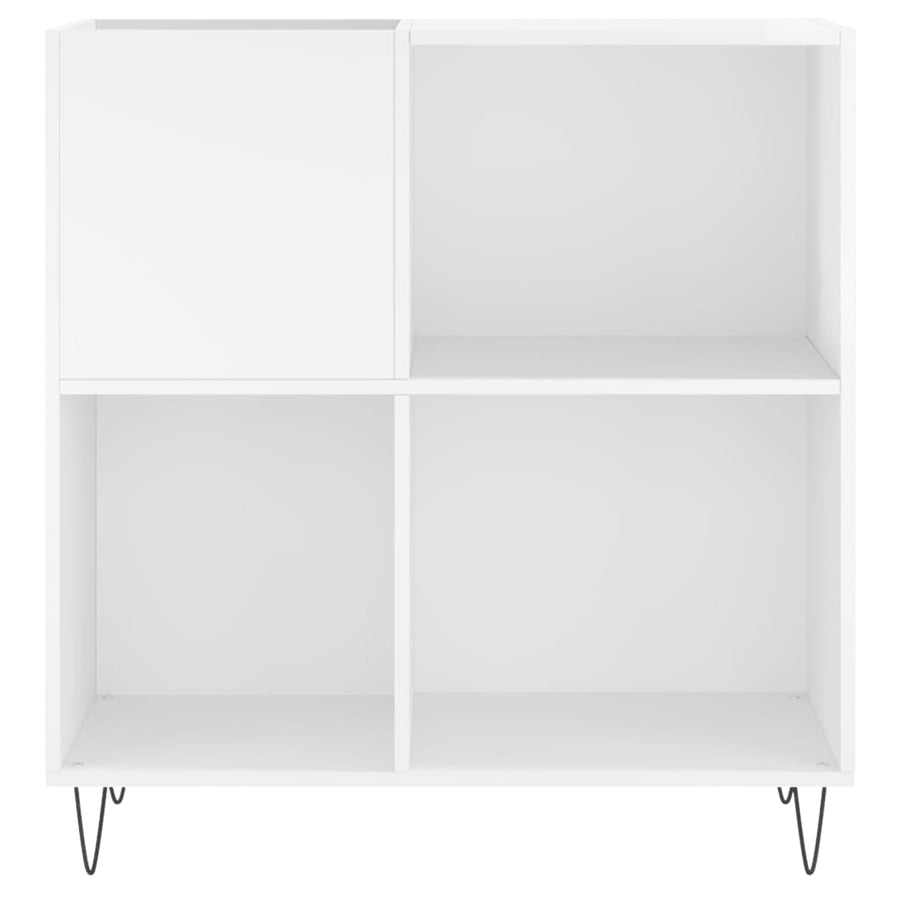 Platenkast 84,5X38X89 Cm Bewerkt Hout Hoogglans Wit