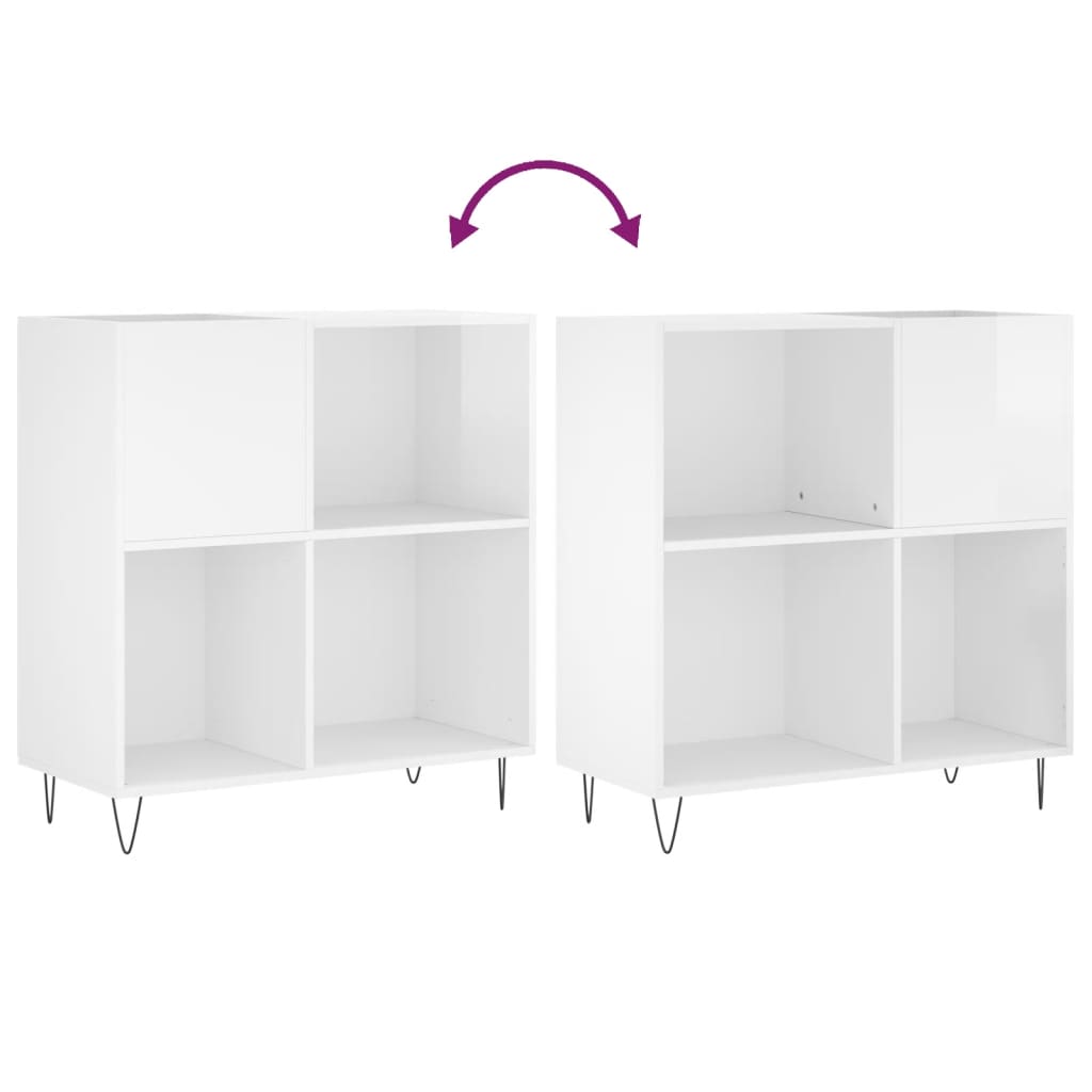 Platenkast 84,5X38X89 Cm Bewerkt Hout Hoogglans Wit
