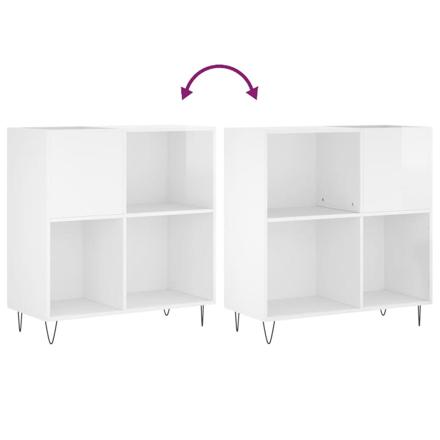 Platenkast 84,5X38X89 Cm Bewerkt Hout Hoogglans Wit
