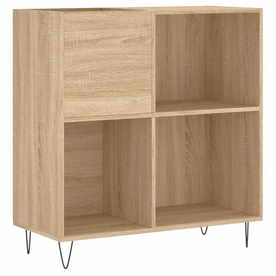 Platenkast 84,5X38X89 Cm Bewerkt Hout Kleurig Sonoma eiken