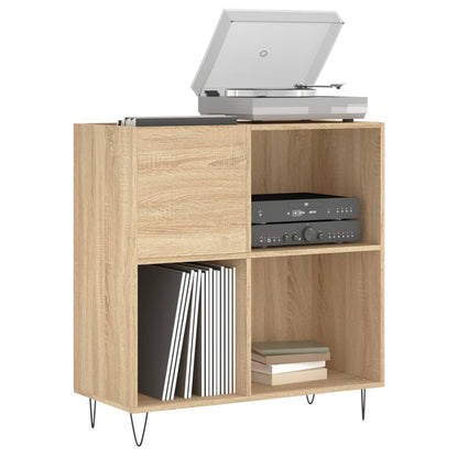 Platenkast 84,5X38X89 Cm Bewerkt Hout Kleurig Sonoma eiken