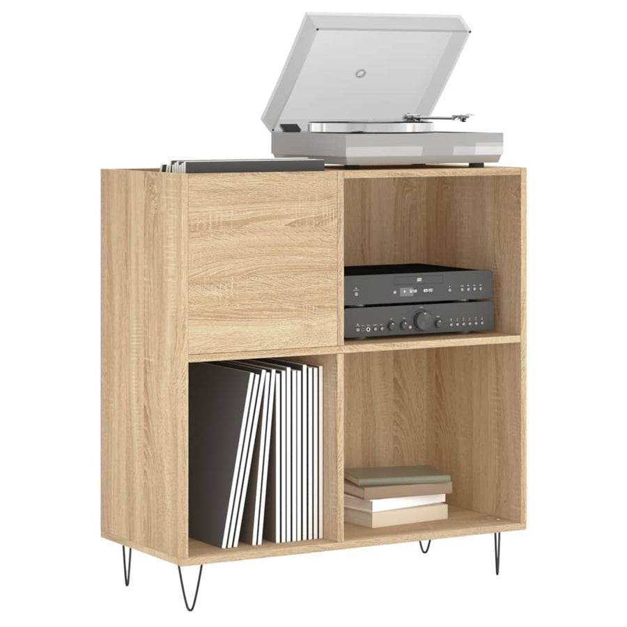 Platenkast 84,5X38X89 Cm Bewerkt Hout Kleurig Sonoma eiken