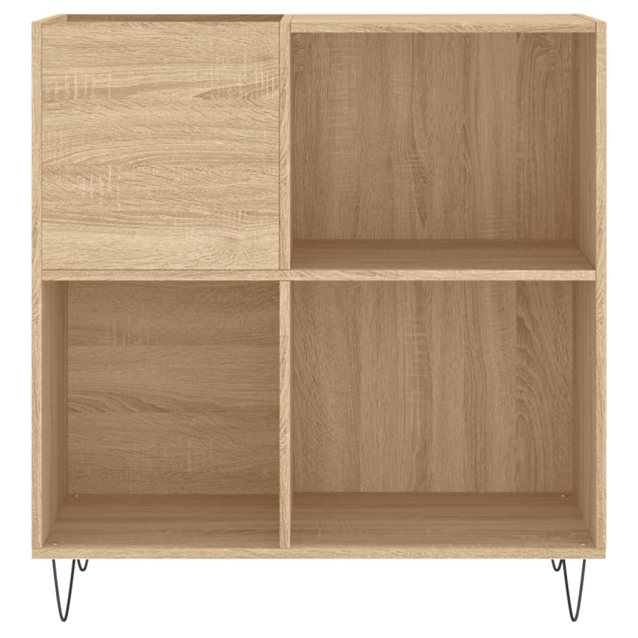 Platenkast 84,5X38X89 Cm Bewerkt Hout Kleurig Sonoma eiken