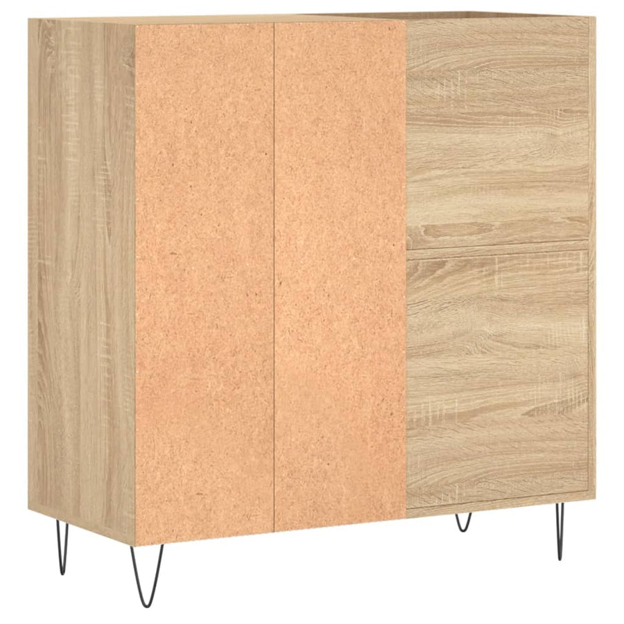 Platenkast 84,5X38X89 Cm Bewerkt Hout Kleurig Sonoma eiken