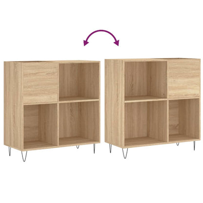 Platenkast 84,5X38X89 Cm Bewerkt Hout Kleurig Sonoma eiken