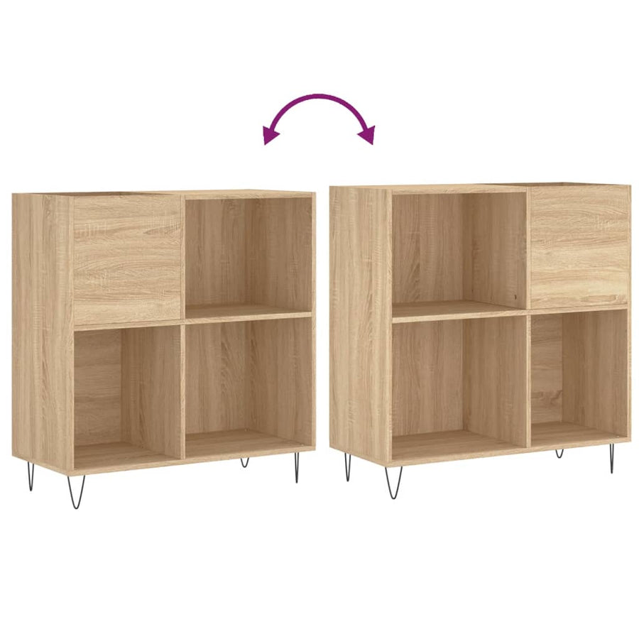 Platenkast 84,5X38X89 Cm Bewerkt Hout Kleurig Sonoma eiken