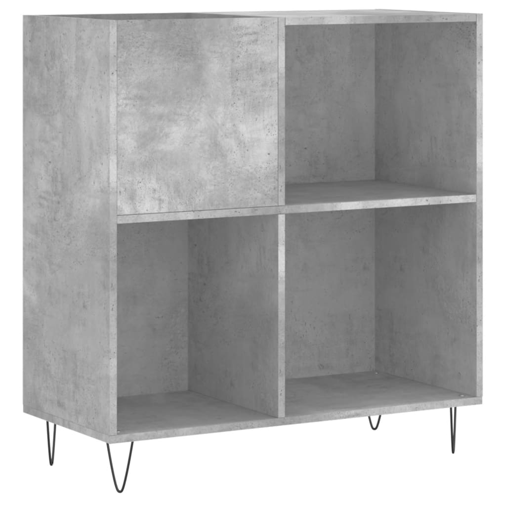 Platenkast 84,5X38X89 Cm Bewerkt Hout Betongrijs