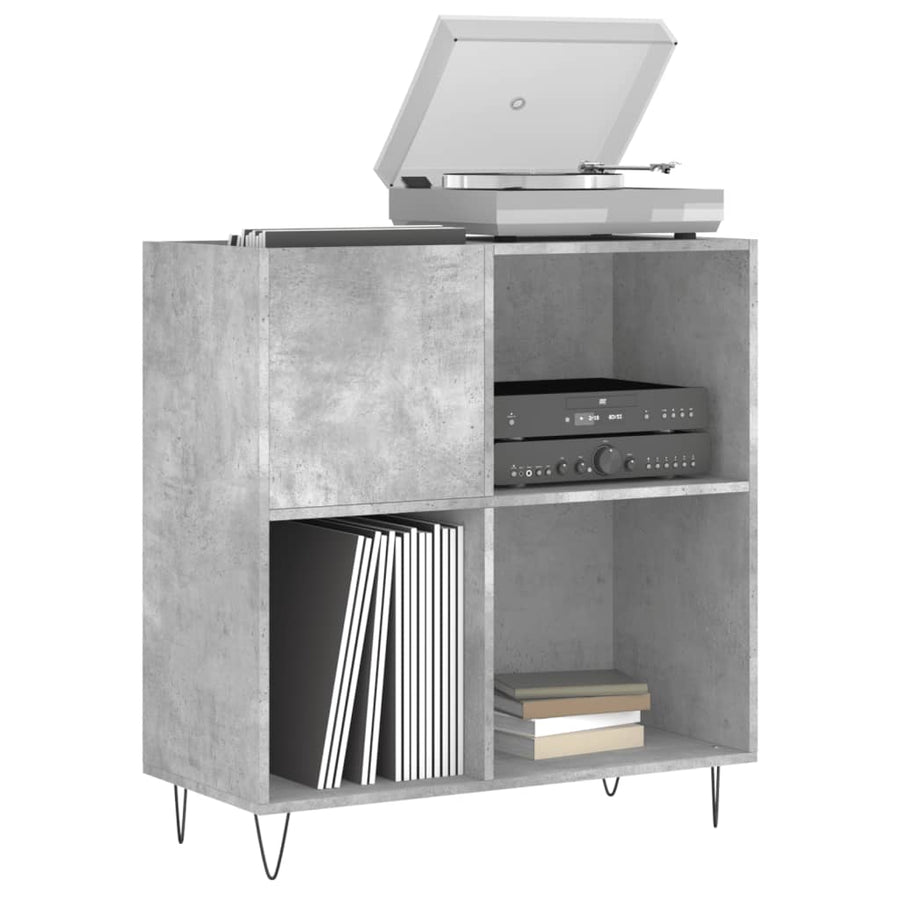 Platenkast 84,5X38X89 Cm Bewerkt Hout Betongrijs