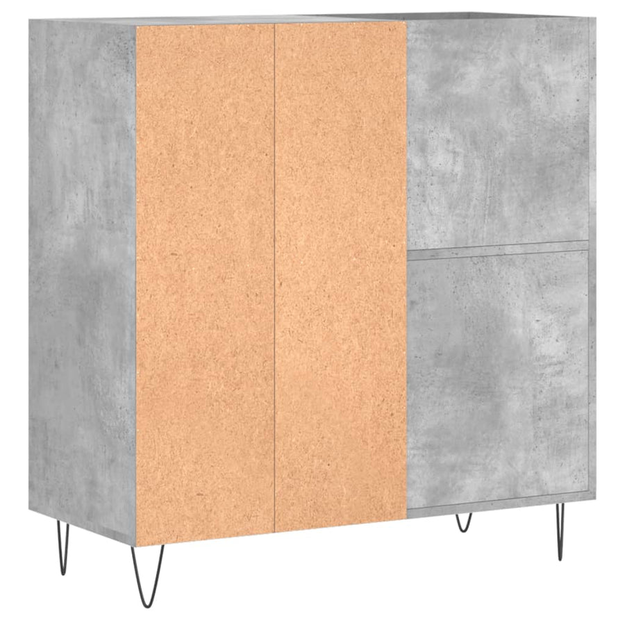 Platenkast 84,5X38X89 Cm Bewerkt Hout Betongrijs