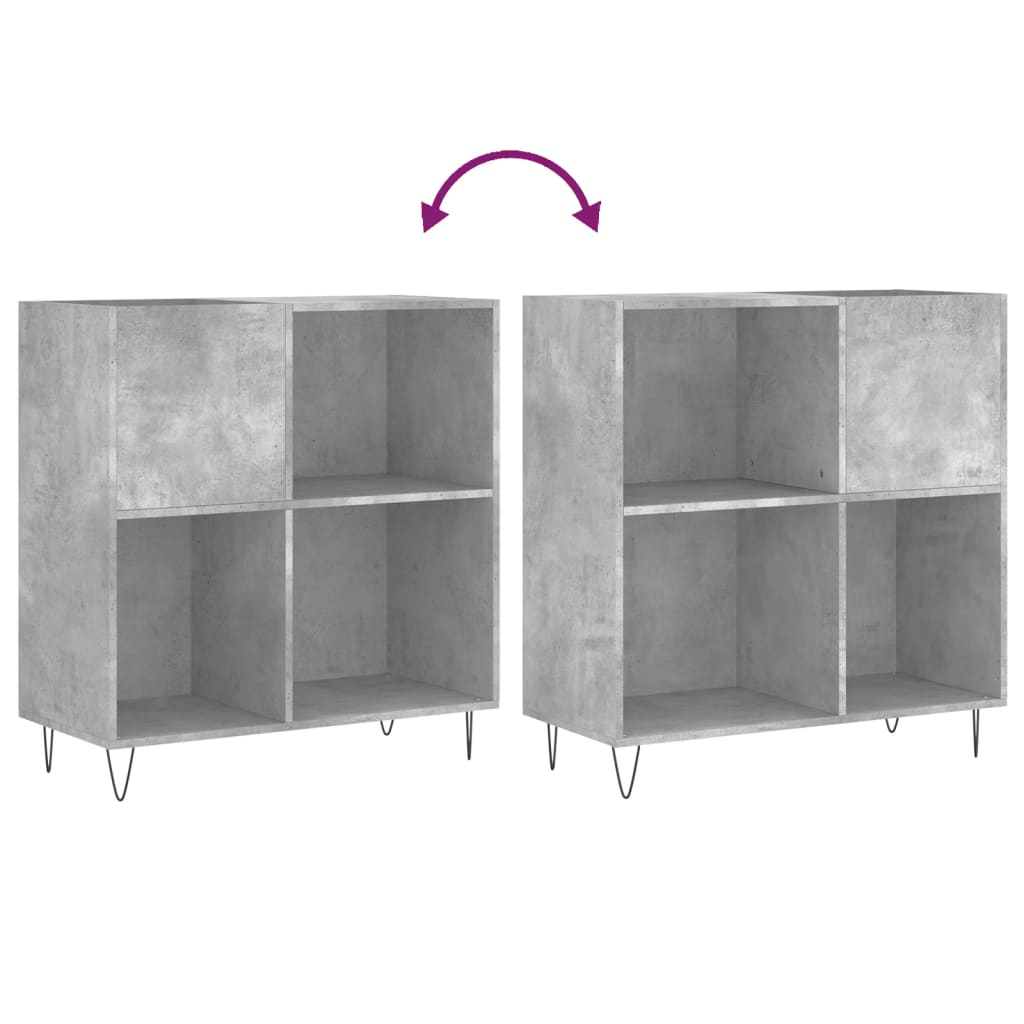 Platenkast 84,5X38X89 Cm Bewerkt Hout Betongrijs