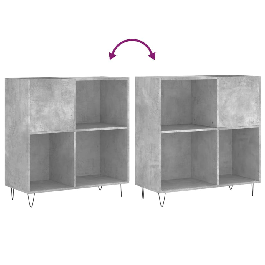 Platenkast 84,5X38X89 Cm Bewerkt Hout Betongrijs