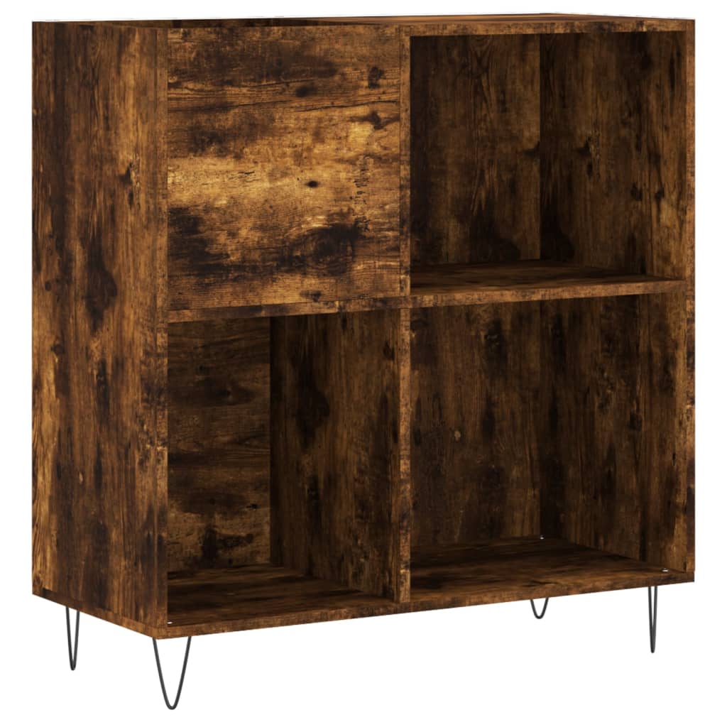 Platenkast 84,5X38X89 Cm Bewerkt Hout Gerookt Eikenkleurig 1