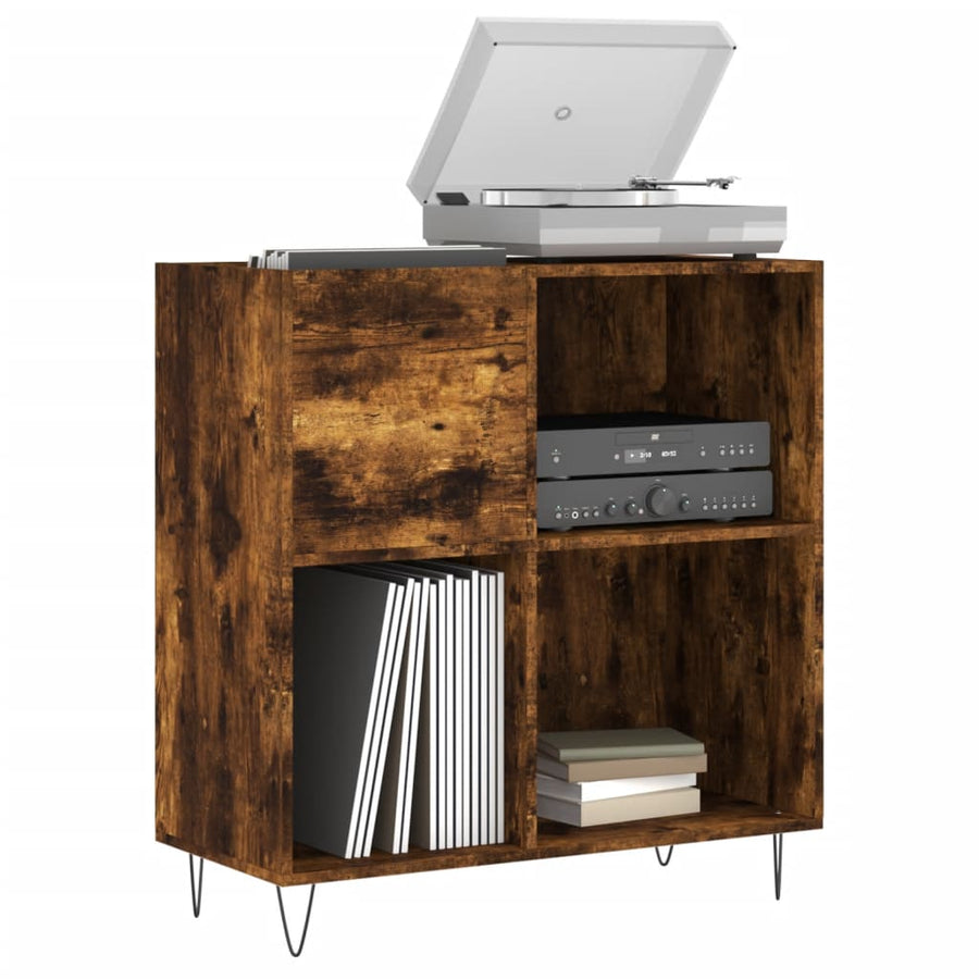 Platenkast 84,5X38X89 Cm Bewerkt Hout Gerookt Eikenkleurig 1