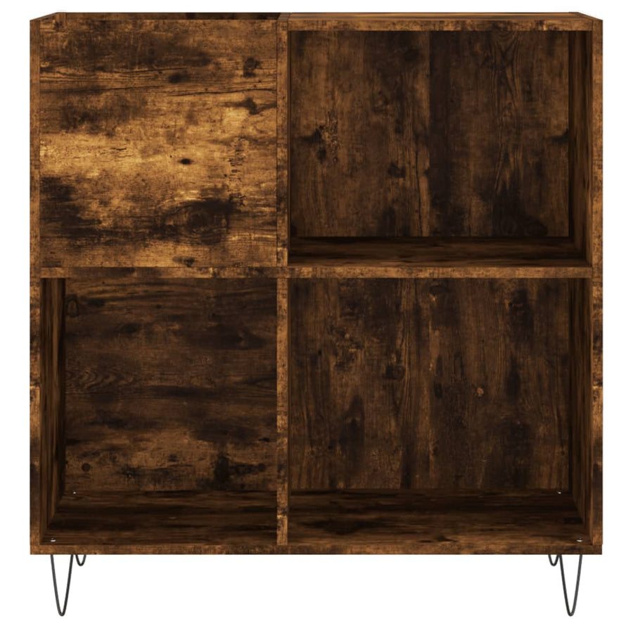 Platenkast 84,5X38X89 Cm Bewerkt Hout Gerookt Eikenkleurig 1