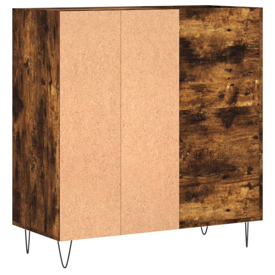 Platenkast 84,5X38X89 Cm Bewerkt Hout Gerookt Eikenkleurig 1