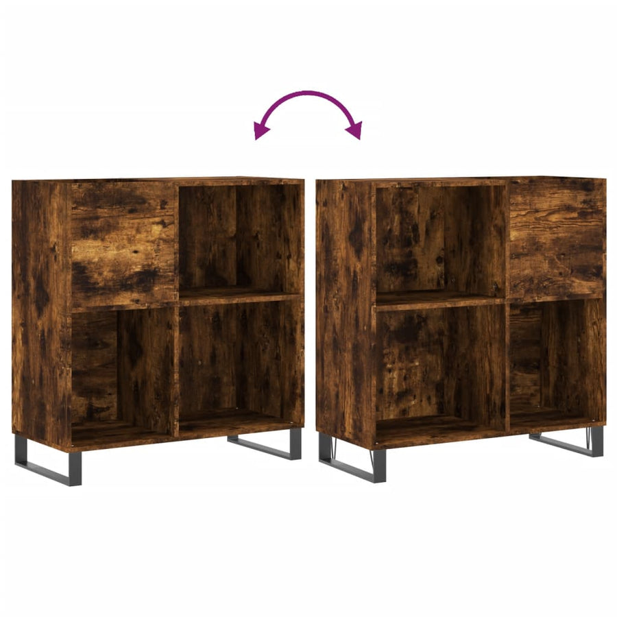 Platenkast 84,5X38X89 Cm Bewerkt Hout Gerookt Eikenkleurig 1