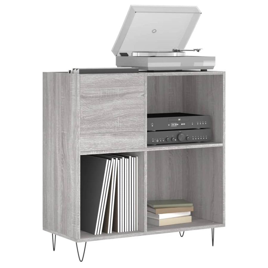 Platenkast 84,5X38X89 Cm Bewerkt Hout Grijs Sonoma Eikenkleurig