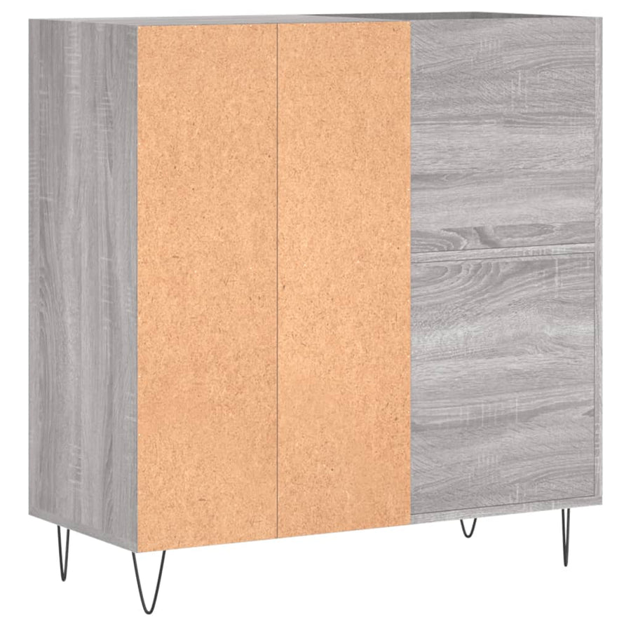 Platenkast 84,5X38X89 Cm Bewerkt Hout Grijs Sonoma Eikenkleurig