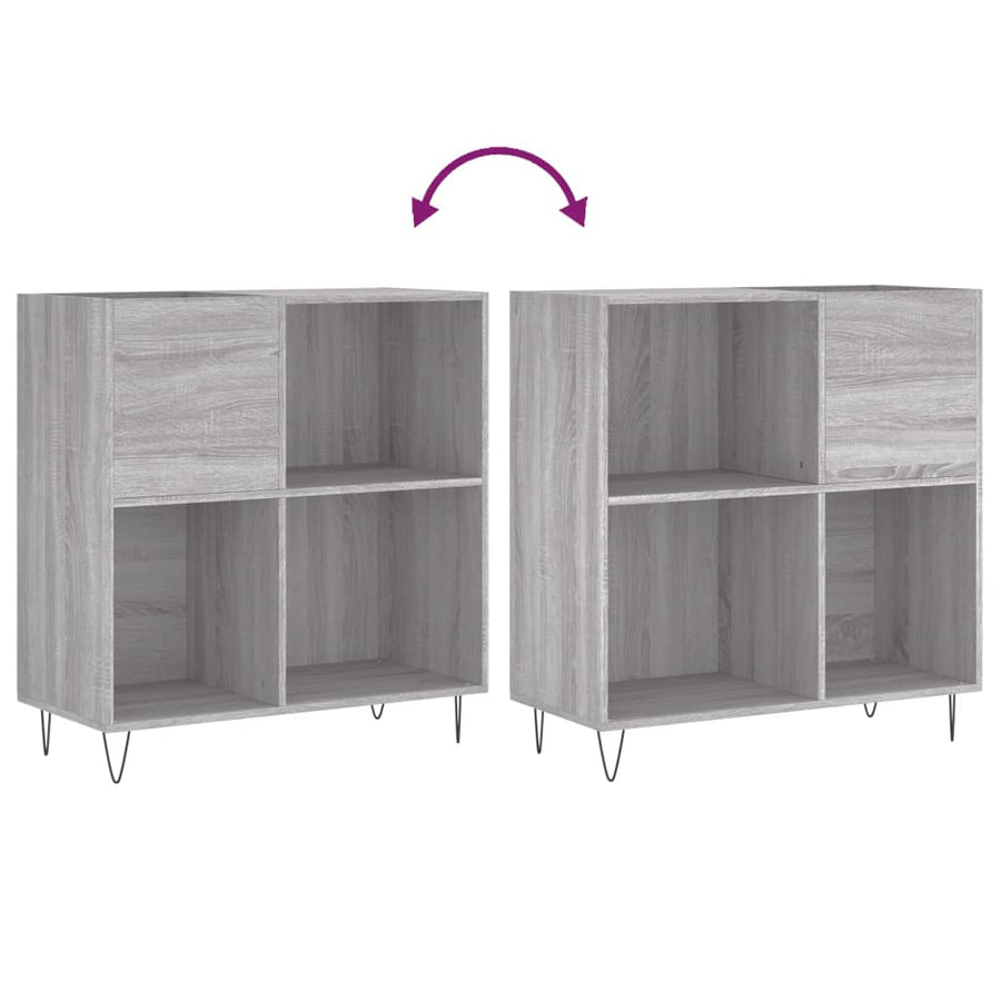 Platenkast 84,5X38X89 Cm Bewerkt Hout Grijs Sonoma Eikenkleurig