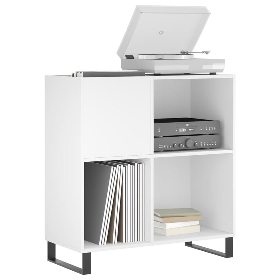 Platenkast 84,5X38X89 Cm Bewerkt Hout Wit