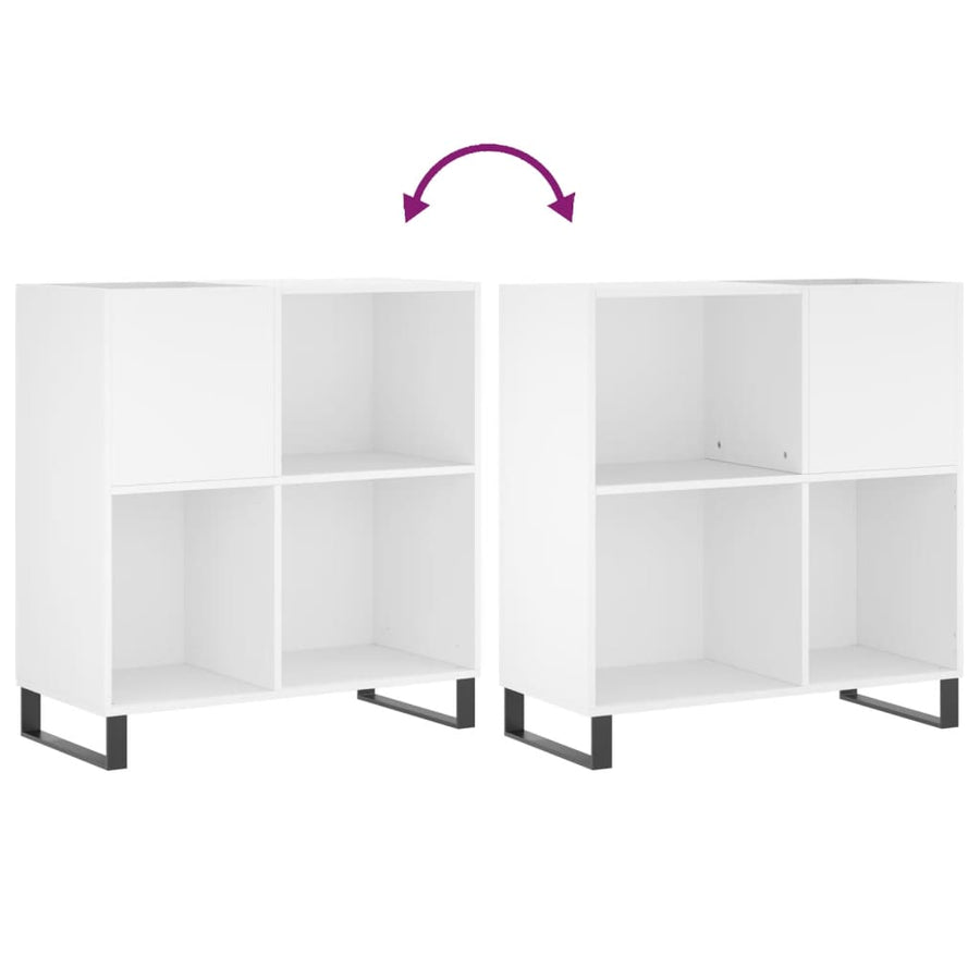 Platenkast 84,5X38X89 Cm Bewerkt Hout Wit