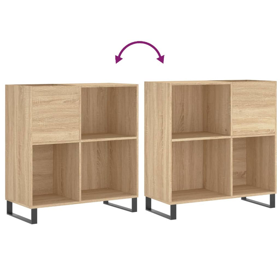 Platenkast 84,5X38X89 Cm Bewerkt Hout Sonoma Eikenkleurig