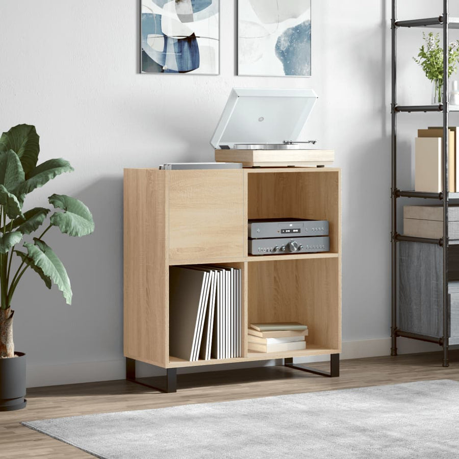 Platenkast 84,5X38X89 Cm Bewerkt Hout Sonoma Eikenkleurig