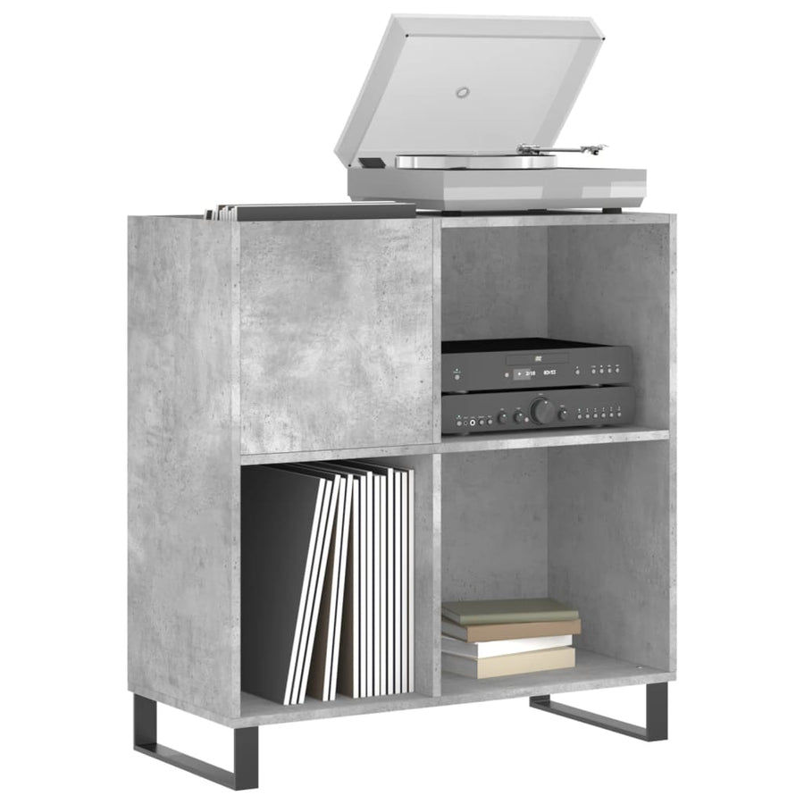 Platenkast 84,5X38X89 Cm Bewerkt Hout Betongrijs