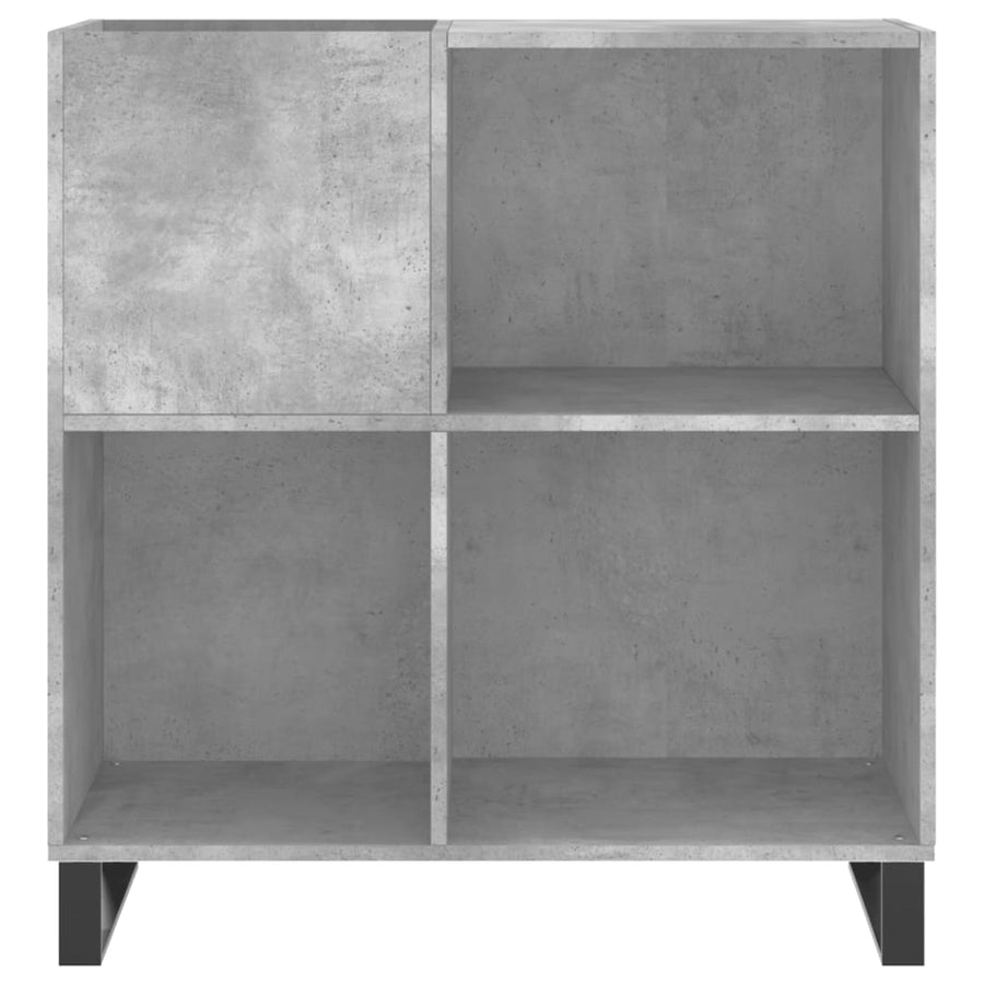 Platenkast 84,5X38X89 Cm Bewerkt Hout Betongrijs