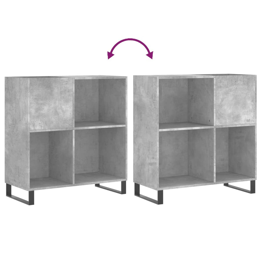 Platenkast 84,5X38X89 Cm Bewerkt Hout Betongrijs