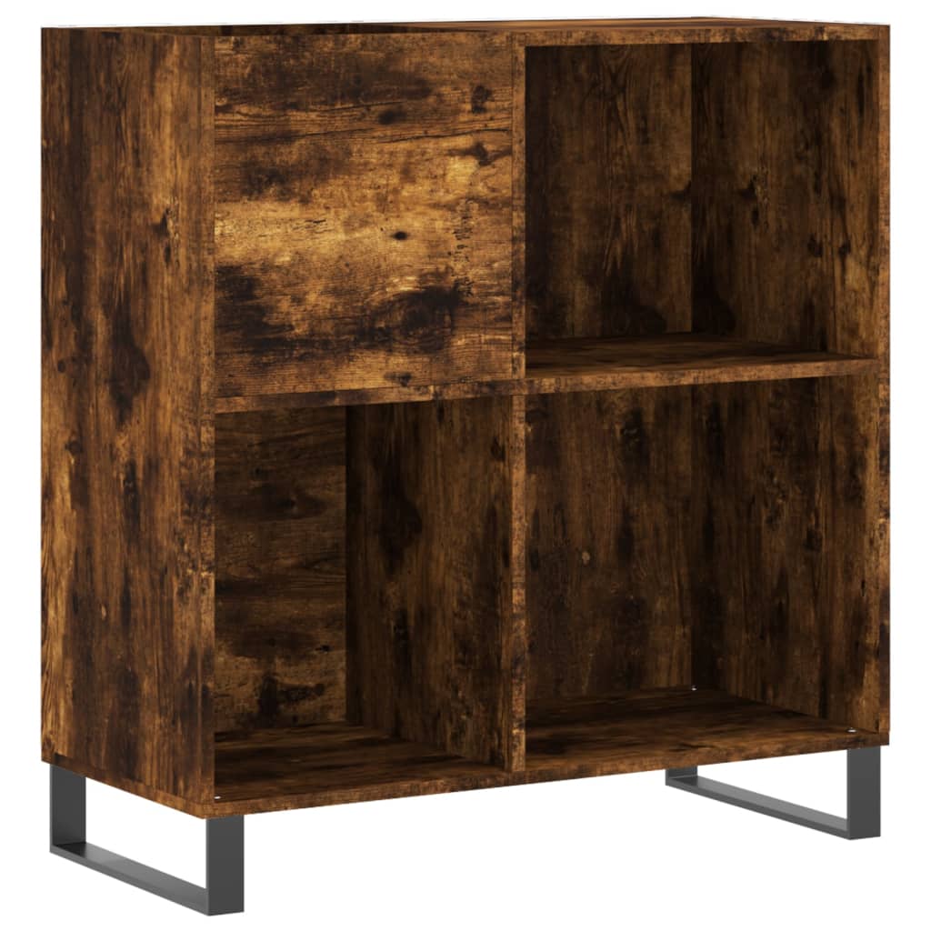 Platenkast 84,5X38X89 Cm Bewerkt Hout Gerookt Eikenkleurig