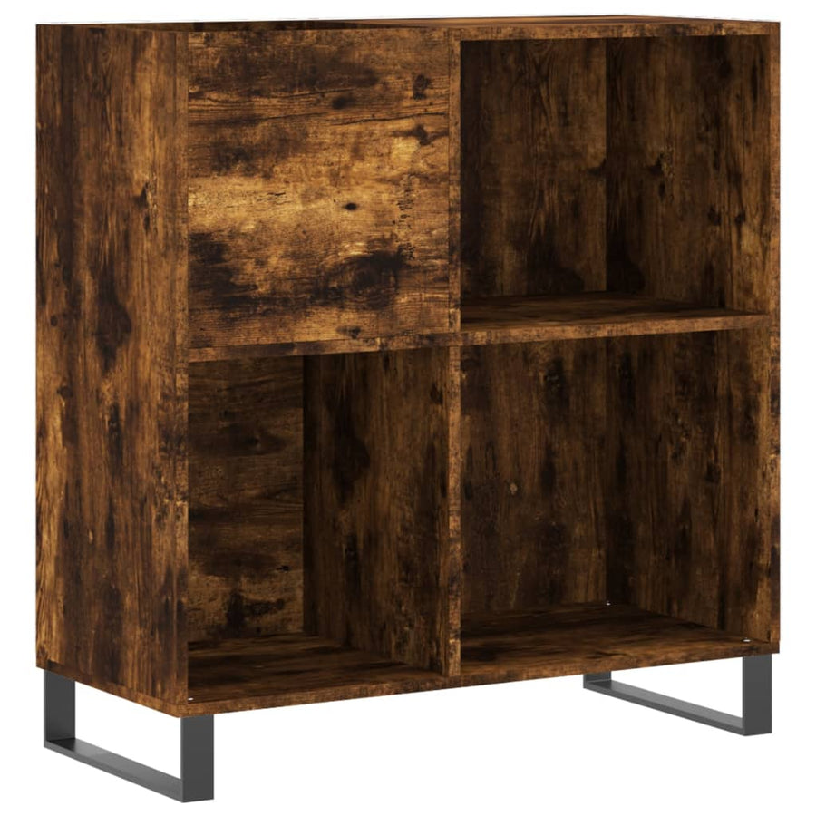 Platenkast 84,5X38X89 Cm Bewerkt Hout Gerookt Eikenkleurig