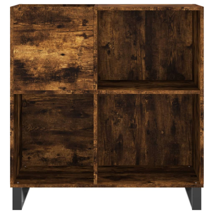 Platenkast 84,5X38X89 Cm Bewerkt Hout Gerookt Eikenkleurig