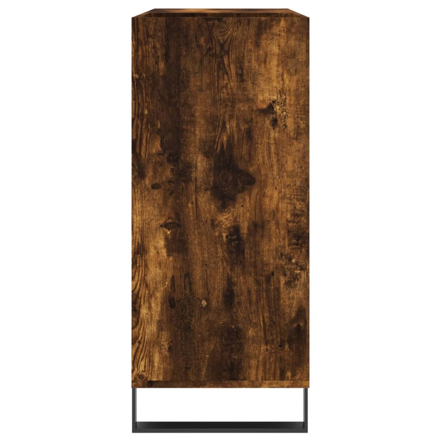 Platenkast 84,5X38X89 Cm Bewerkt Hout Gerookt Eikenkleurig
