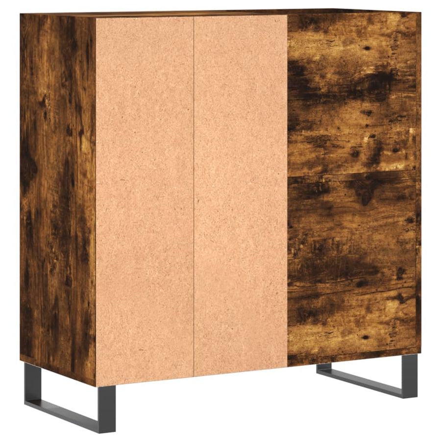 Platenkast 84,5X38X89 Cm Bewerkt Hout Gerookt Eikenkleurig