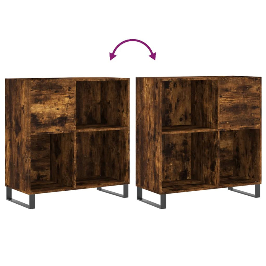 Platenkast 84,5X38X89 Cm Bewerkt Hout Gerookt Eikenkleurig