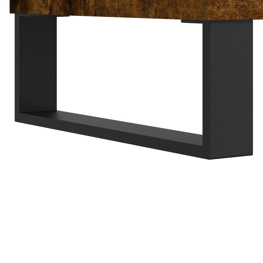 Platenkast 84,5X38X89 Cm Bewerkt Hout Gerookt Eikenkleurig