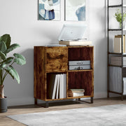 Platenkast 84,5x38x89 cm bewerkt hout gerookt eiken