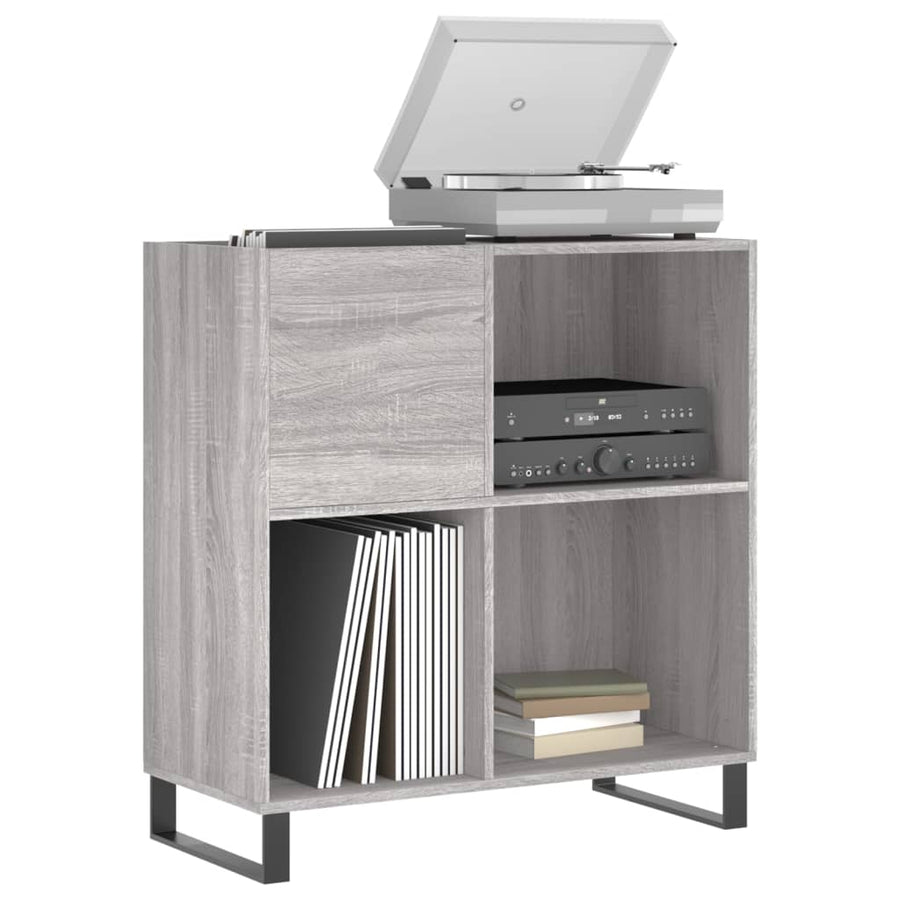 Platenkast 84,5X38X89 Cm Bewerkt Hout Grijs Sonoma Eikenkleurig