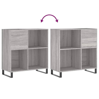 Platenkast 84,5X38X89 Cm Bewerkt Hout Grijs Sonoma Eikenkleurig