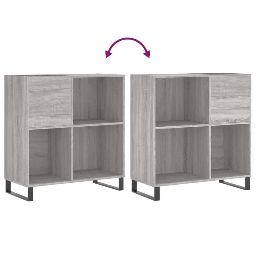 Platenkast 84,5X38X89 Cm Bewerkt Hout Grijs Sonoma Eikenkleurig