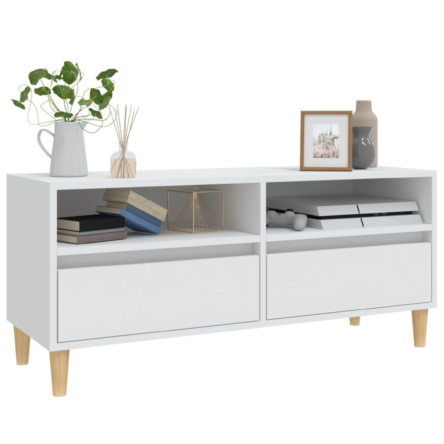 Tv-Meubel 100X34,5X44,5 Cm Bewerkt Hout Wit 100 cm 34.5 cm
