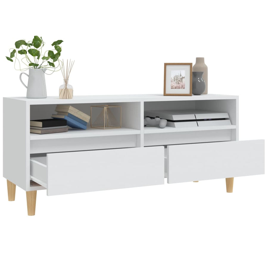 Tv-Meubel 100X34,5X44,5 Cm Bewerkt Hout Wit 100 cm 34.5 cm
