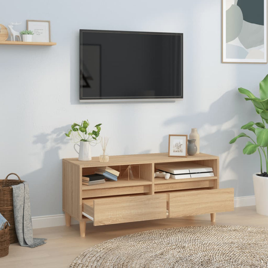 Tv-meubel 100x34,5x44,5 cm bewerkt hout sonoma eikenkleurig