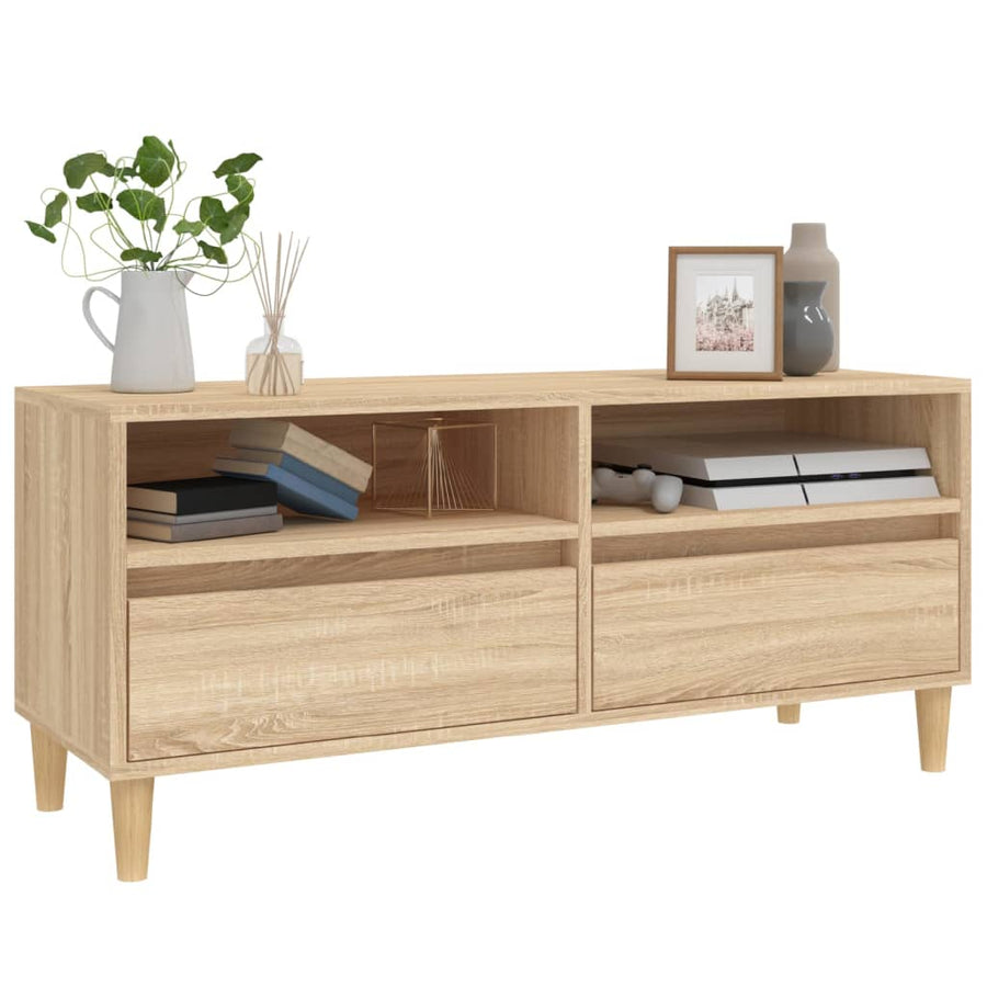 Tv-meubel 100x34,5x44,5 cm bewerkt hout sonoma eikenkleurig