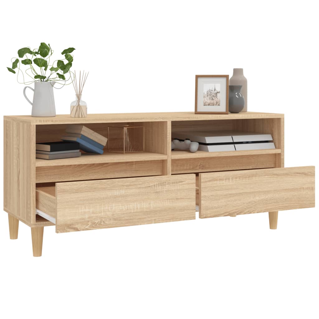Tv-meubel 100x34,5x44,5 cm bewerkt hout sonoma eikenkleurig