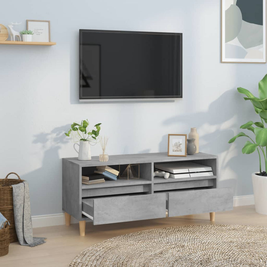 Tv-Meubel 100X34,5X44,5 Cm Bewerkt Hout Betongrijs 100 cm 34.5 cm