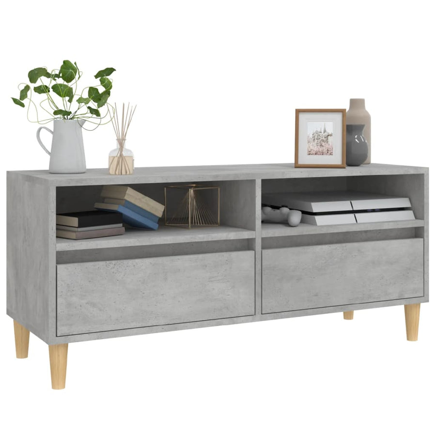 Tv-Meubel 100X34,5X44,5 Cm Bewerkt Hout Betongrijs 100 cm 34.5 cm